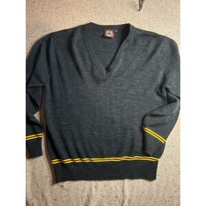 Habber Dasher Gray Wool Blend Hogwarts V-Neck Sweater Women’s Large
